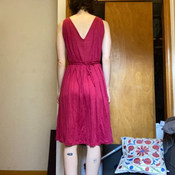 Agnès B Red Sleeveless Tie Back 100% Linen Dress sz S - Picture 2 of 12